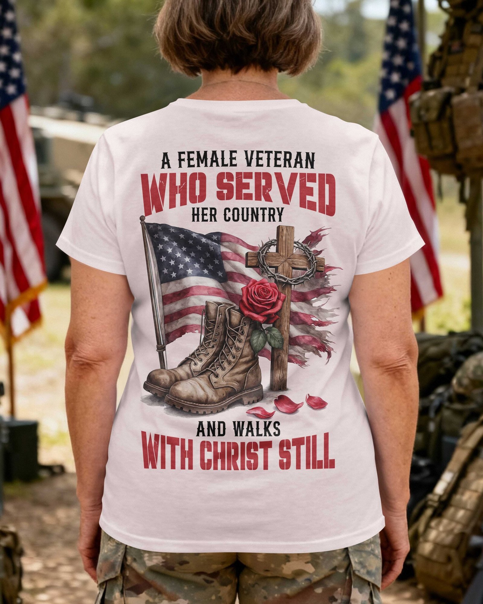 A Female Veteran Who Served Her Country T-Shirt - Image 5