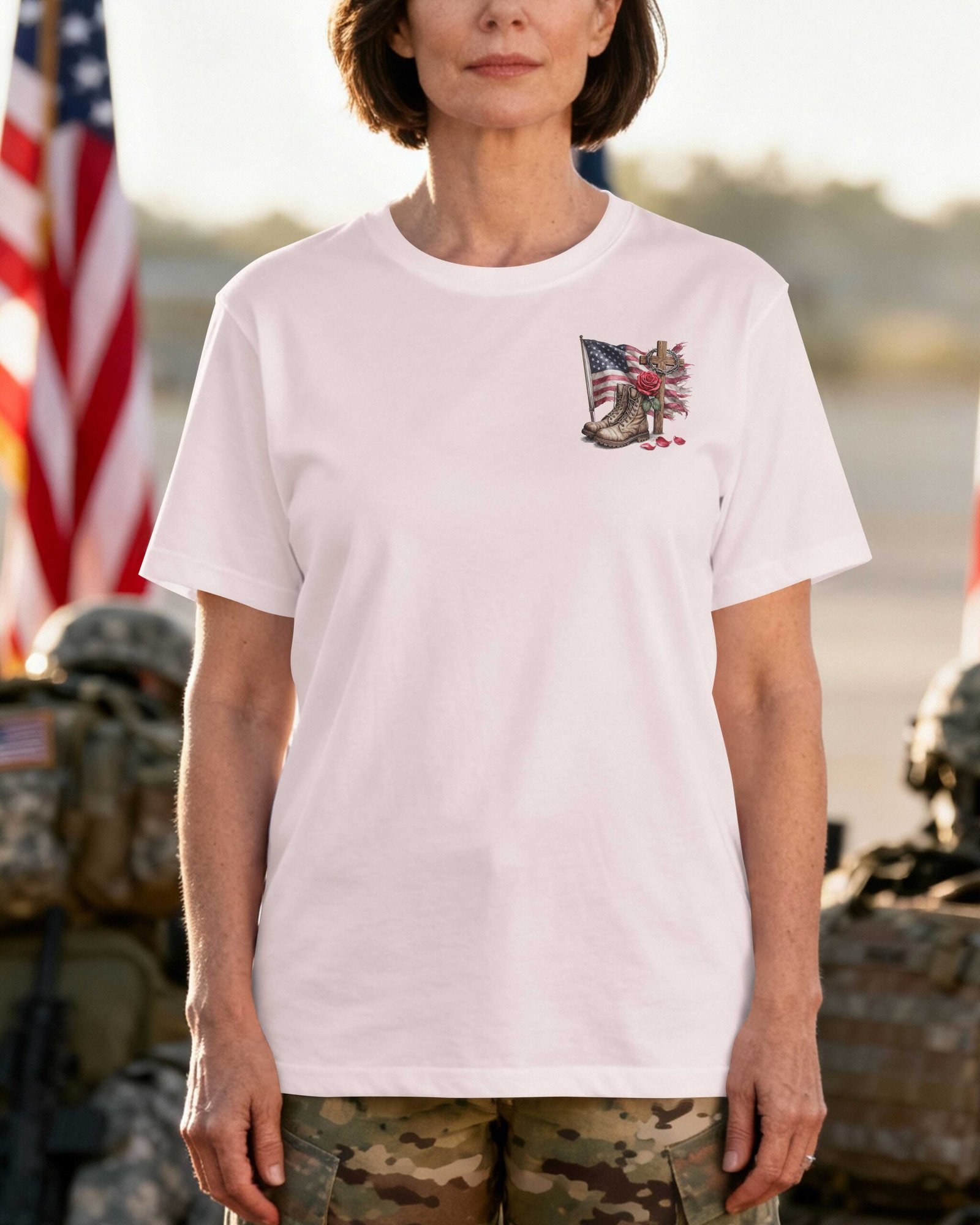 A Female Veteran Who Served Her Country T-Shirt - Image 4
