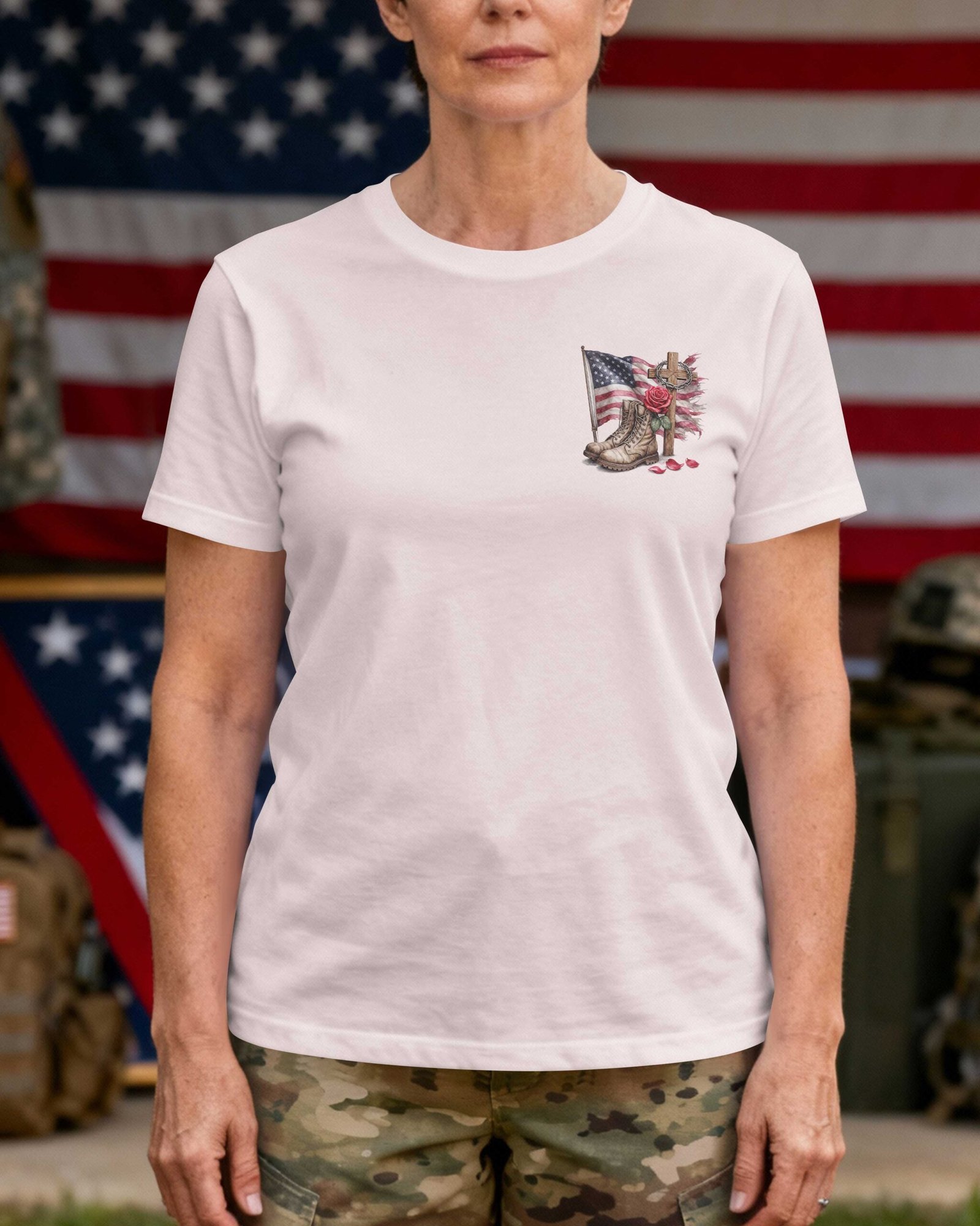 A Female Veteran Who Served Her Country T-Shirt - Image 2