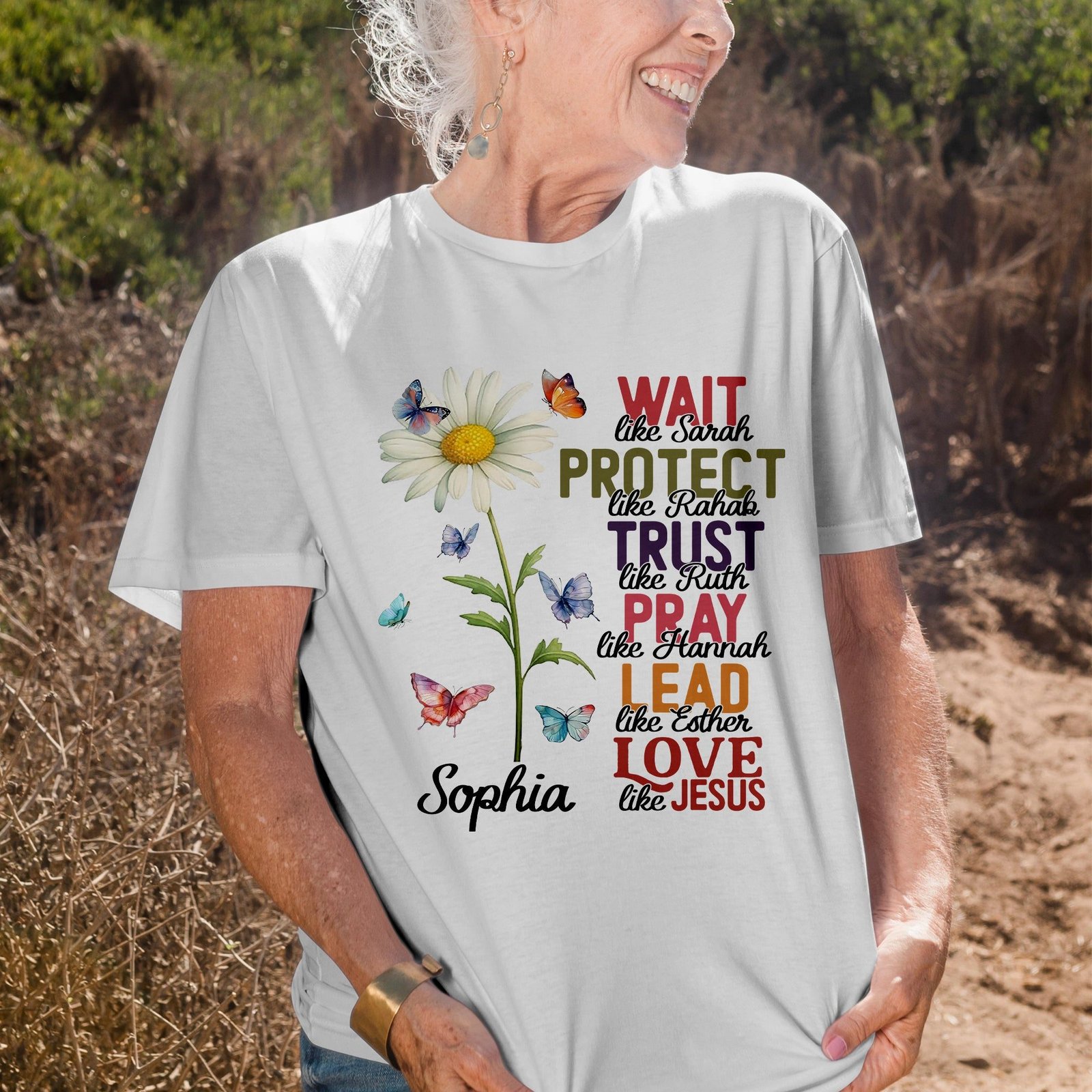 Wait Like Sarah Protect Like Rahab Esther Love Like Jesus T-Shirt - Image 2